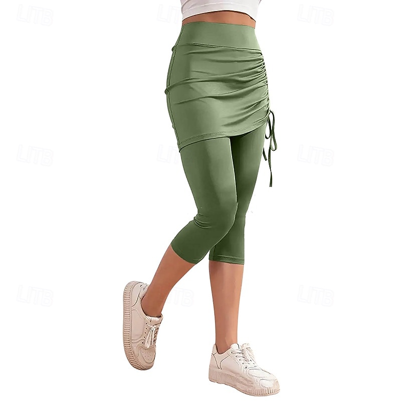 Mujer Color sólido Falda casual Falda con leggings Frunce Correa Eslático Transpirable Tenis pepinillo Corriendo Prendas de abajo Gris oscuro Negro Rosa Ropa de tenis 2026 - $15.49 –P8
