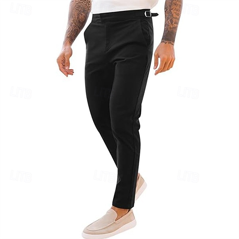 Voor heren Broek Pakken Chino broek Vrijetijdsbroek Zak Effen Comfort Zacht Volledige lengte Feest liiketoiminta Dagelijks Vakantie Modieus Zwart Marineblauw Micro-elastisch 2026 - $29.99 –P4