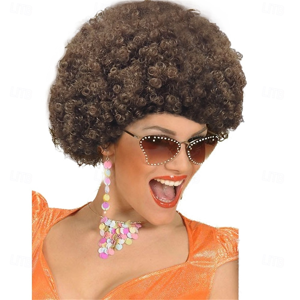 Peruca de Carnaval 2026 Rosa Vermelho Preta Encaracolado Afro Curto Peruca sintética para festivais Mardi Gras Parada Cabelo para fantasia de cosplay para Masculino de 2026 por $11.49 –P3
