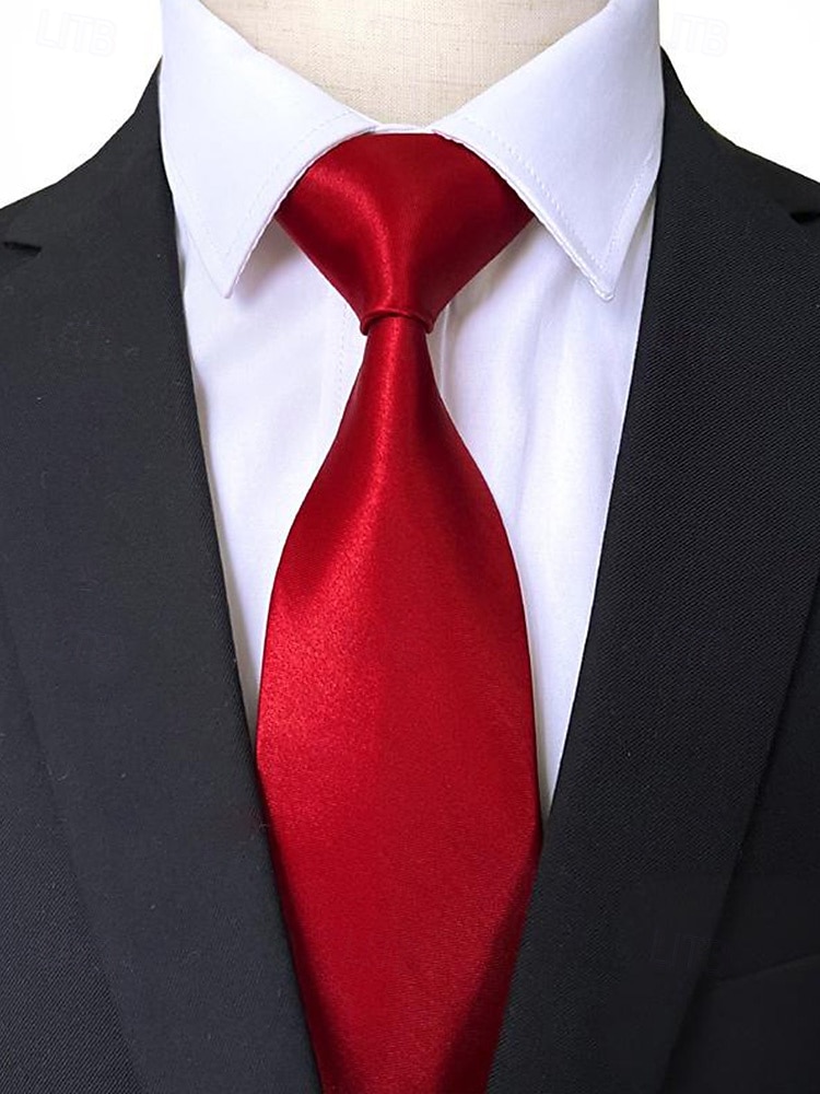 Pánská vánoční saténová kravata, dostupná v několika barvách, ideální pro sváteční večírky a zvláštní příležitosti, polyesterový materiál 2025 - $7.99 –P4