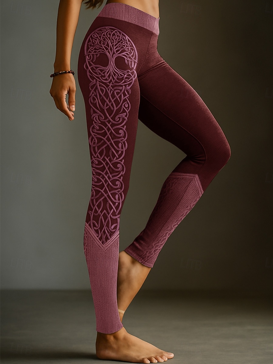 Legíny Viking Boho pro ženy vintage etnický styl plná délka vysoký pas grafika abstraktní 3D tisk rychlé schnutí prodyšné měkké elastické formální dovolená růžové léto jaro podzim zima regular fit 2025 - $19.99 –P5