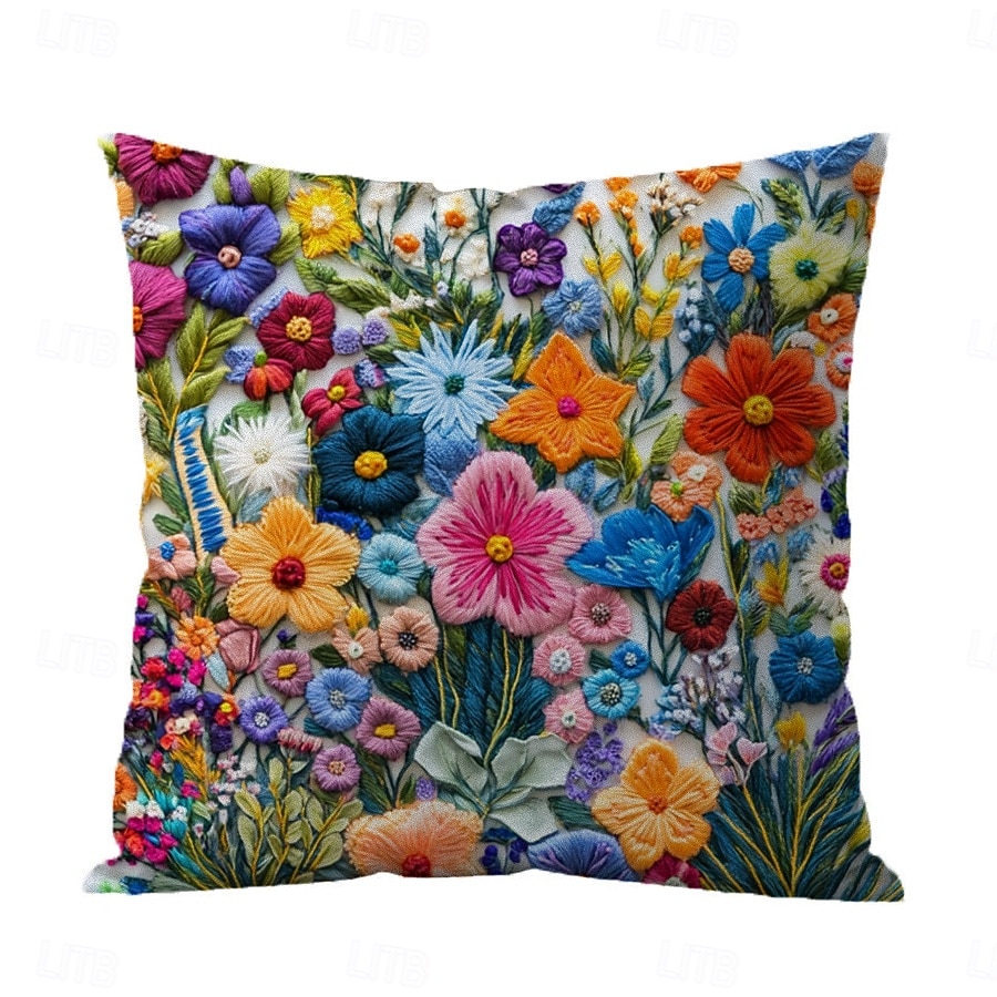Floral Pattern Pillow Cover 2D Flat Print Soft Comfortable Cushion Case with Faux embroidery for Living Room Sofa Bedroom Home Decoration 2026 - $9.99 –P10