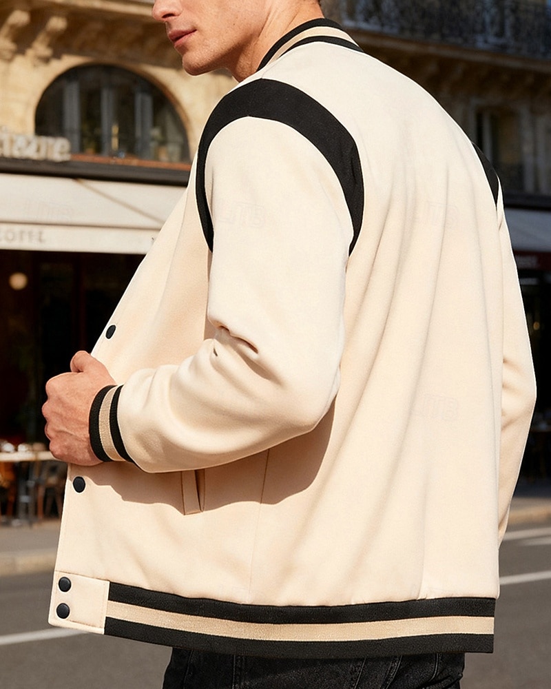 Herren Leichte Jacke Freizeitjacke Collegejacke Outdoor Urlaub Patchwork Tasche Frühling Herbst Farbblock Streetwear Stilvoll Stehkragen Regulär Dunkelgrau Schwarz Wein Marineblau Khaki Jacken 2026 - $31.99 –P12