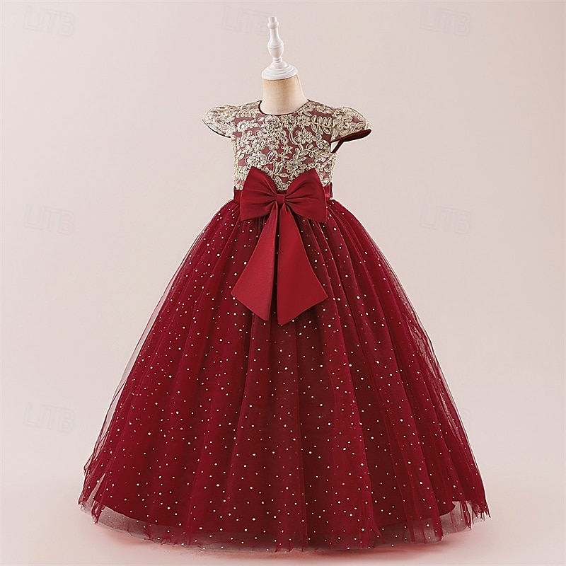 Enfants Fille Robe Robe de Soirée Couleur Unie Sans manches Formel Performance Occasion Spéciale Noeud de cravate Mode Quotidien Princesse Polyester Maxi Robe de Soirée Robe évasée Robe en Tulle Ét de 2026 ? $45.99 –P20