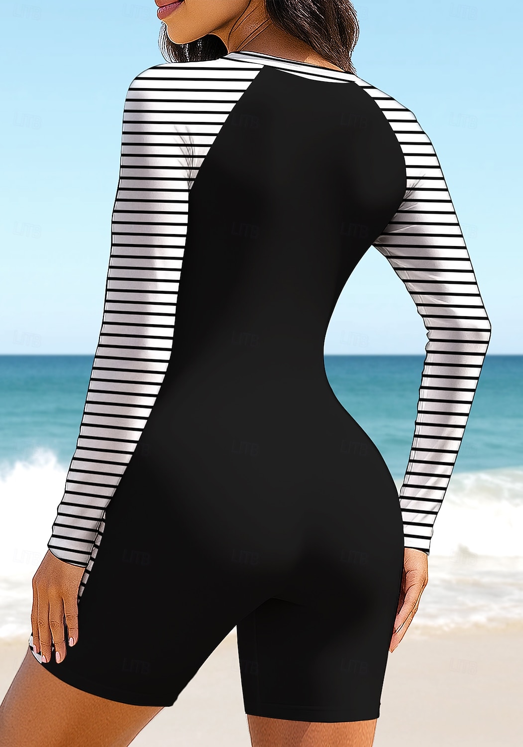 Mulheres Anti Atrito Maiô de surfe de uma peça Roupa de banho Geométrica Riscas Bloqueio de cores Zip Up Com sutiã embutido Bojo Removível Proteção Solar UV UPF50+ Ultra Leve (UL) Manga Longa Roupa de 2026 por $35.99 –P2