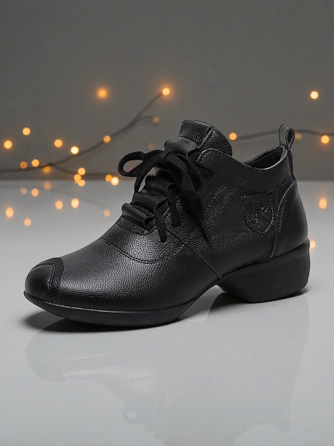 Zapatos de baile de piel color burdeos para mujer: cómodos tacones con cordones para la práctica de bailes de salón, latinos y jazz. 2026 - $46.99 –P2