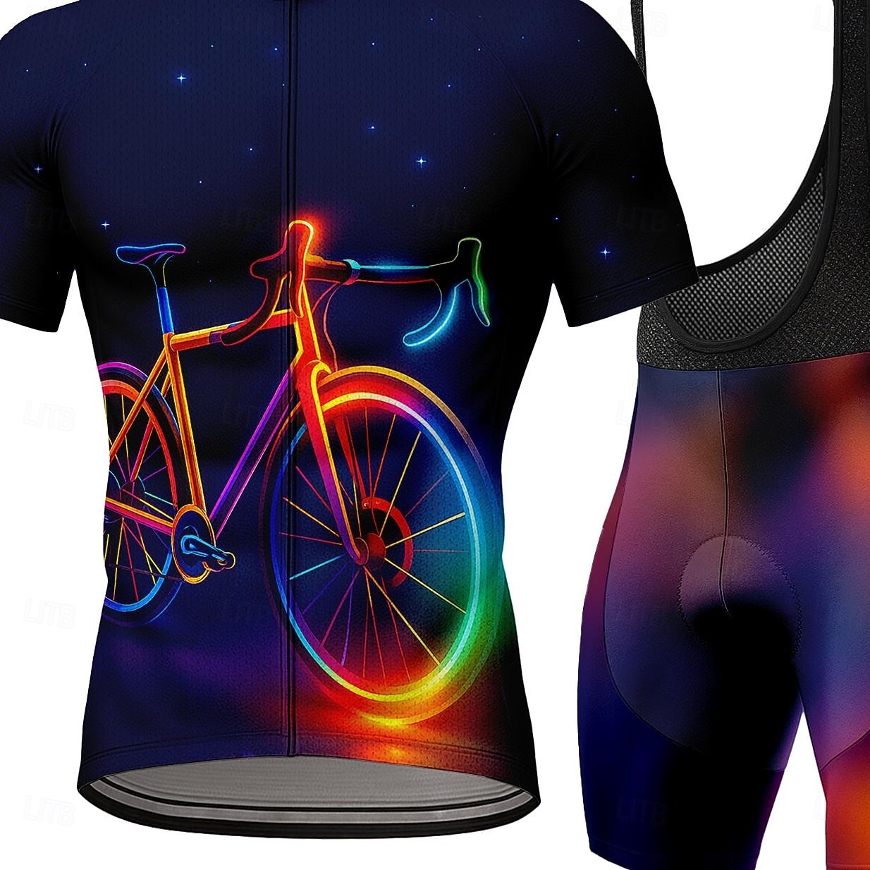 Men's Cycling Jersey with Bib Shorts Short Sleeve Mountain Bike MTB Road Bike Cycling Summer Navy Blue Geometric Bike Sunscreen UV Resistant 3D Pad Fast Dry Quick Dry Spandex Lycra Sports Clothing 2026 - $54.99 –P3