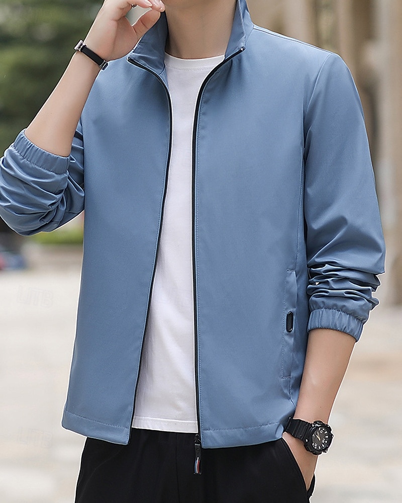 Homme Couleur Unie Veste zippée blouson aviateur Manteaux décontractés Printemps & Automne avec poches manche longue Athleisure Imperméable Léger Salle de sport Randonnée Course Entraînement Noir de 2026 ? $28.99 –P5