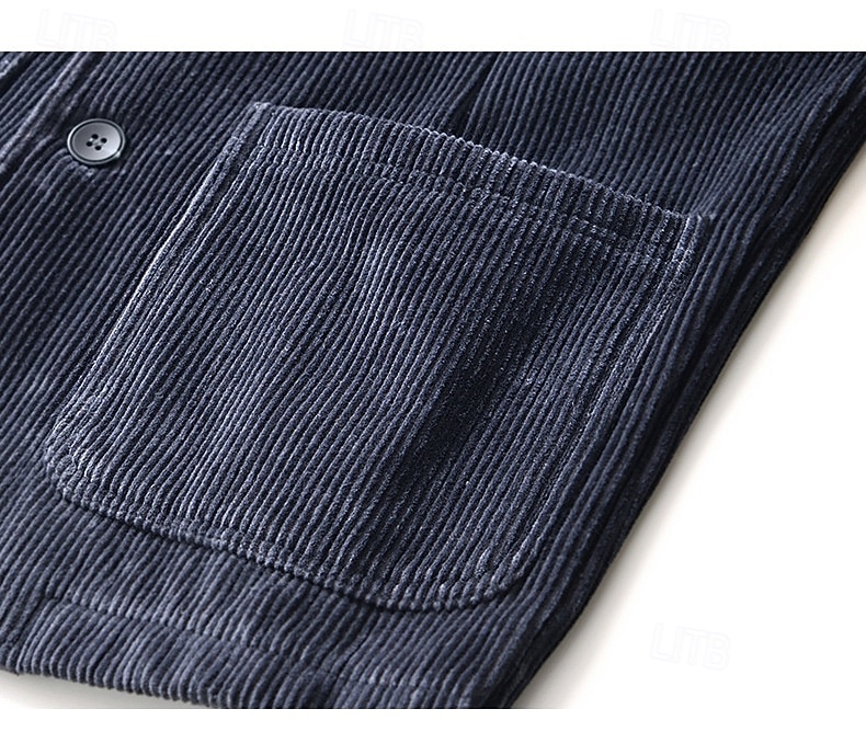 Herre Kordfløyel jakke Halskrage Årgang Mote Utendørs Ensfarget Blazer Blå kaffe Grå Skreddersydd Single Breasted To-knapper 2025 - $83.99 –P12