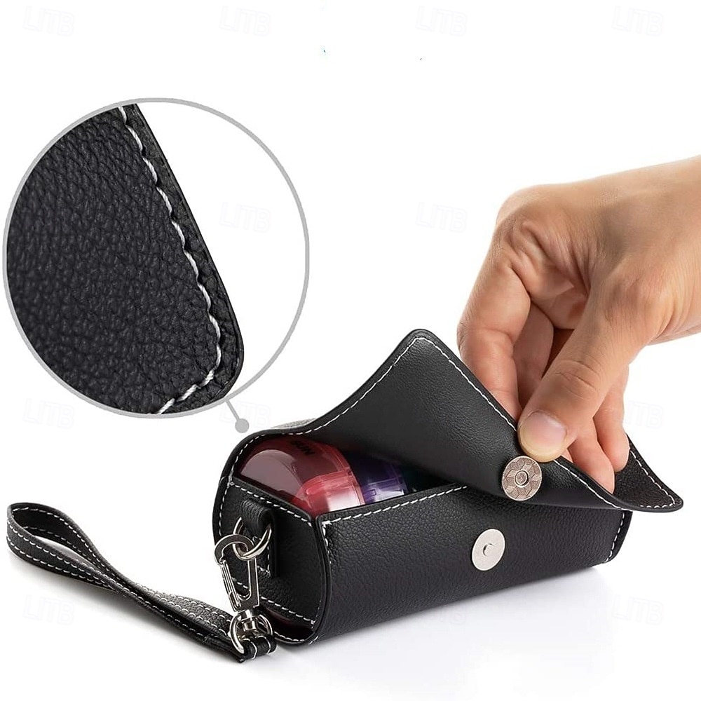 Organizador de comprimidos semanal para 2 doses diárias com estojo em couro PU, caixa organizadora de comprimidos para 7 dias, ideal para viagens - dispensador portátil de comprimidos AM/PM para de 2026 por $22.99 –P5