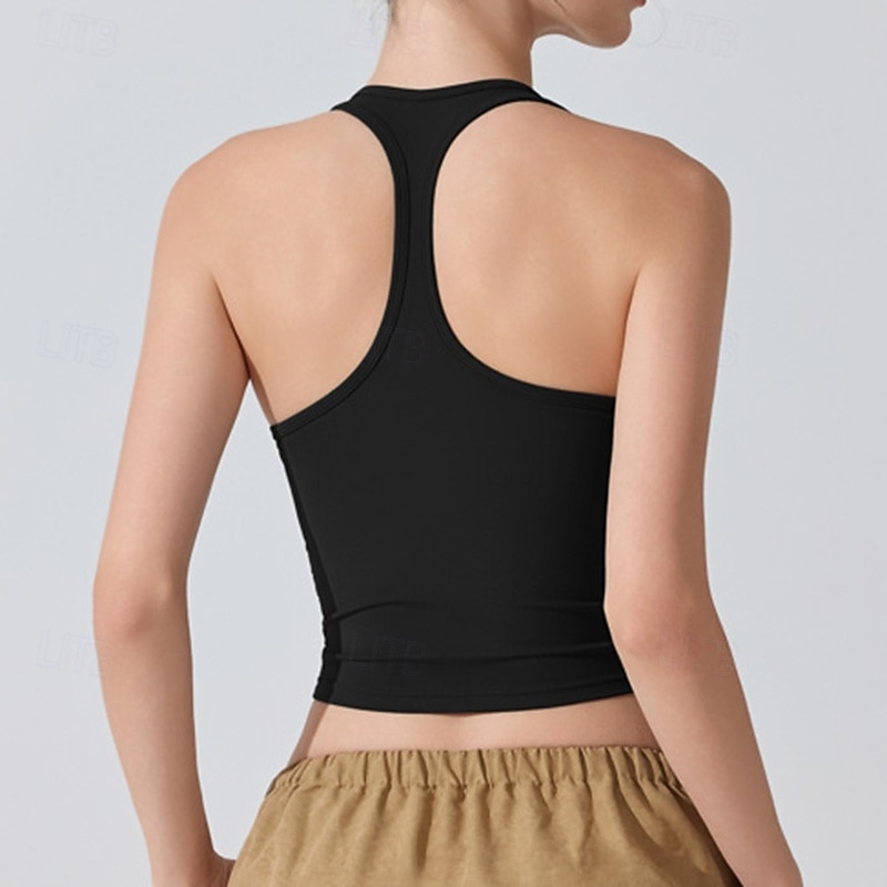 Γυναικεία Μονόχρωμο Αμάνικο τοπ Αθλητική μπλούζα Ενσωματωμένο σουτιέν Προστασία UV Γρήγορο Στέγνωμα Ελαστικό Αναπνέει Τέννις Αθλητικά Τρέξιμο Μπολύζες Μαύρο Λευκό Βυσσινί Ρούχα τένις 2026 - $20.99 –P15