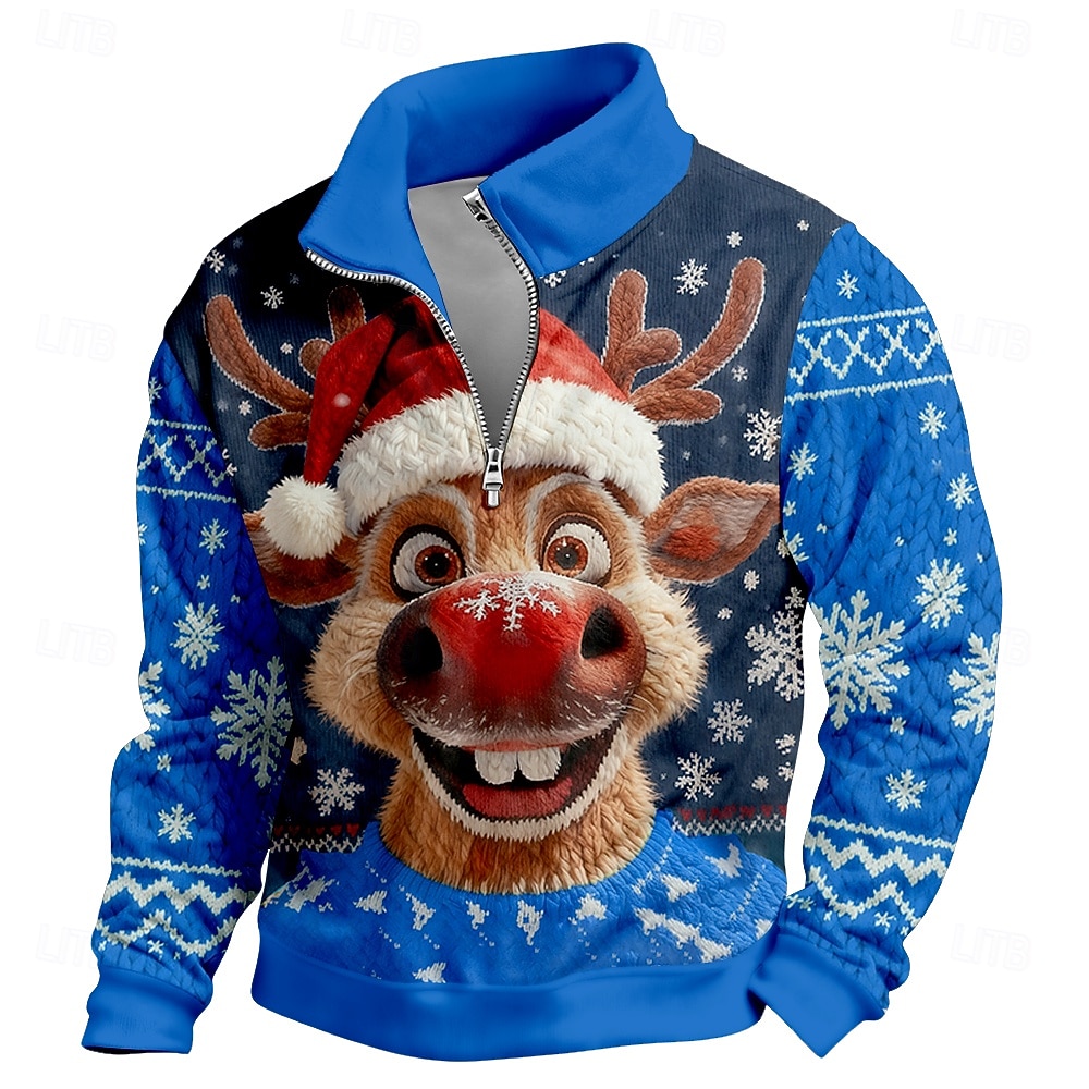 Weihnachten Herren Jeder Pullover Cool Täglich Stilvoll Langarm Stehkragen Outdoor Heim Geschenk Blau Blau 2# Schwarz Rote Purpur Reißverschluss Herbst Winter Designer S M L XL XXL XXXL 2026 - $14.99 –P2