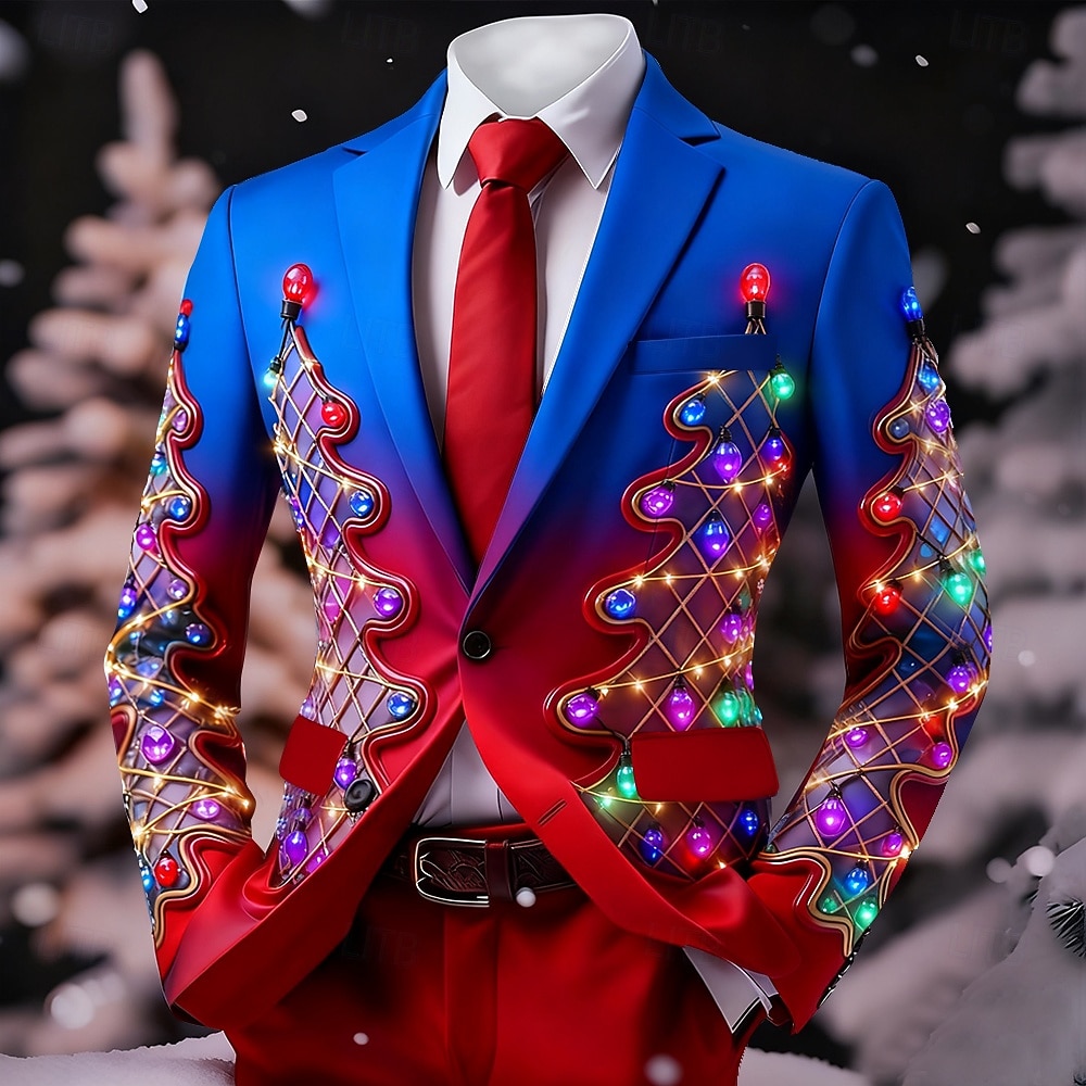 عيد الميلاد المجيد رجالي شجرة الكريسماس جاكيت بليزر معطف مريح متنفس فني كاجوال ملابس الحفلات والسهرات مناسب للبس اليومي مهرجان طباعة ثلاثية الأبعاد Buttons خريف & شتاء حز كم طويل أحمر 1 أحمر أزرق 2025 - $64.99 –P4