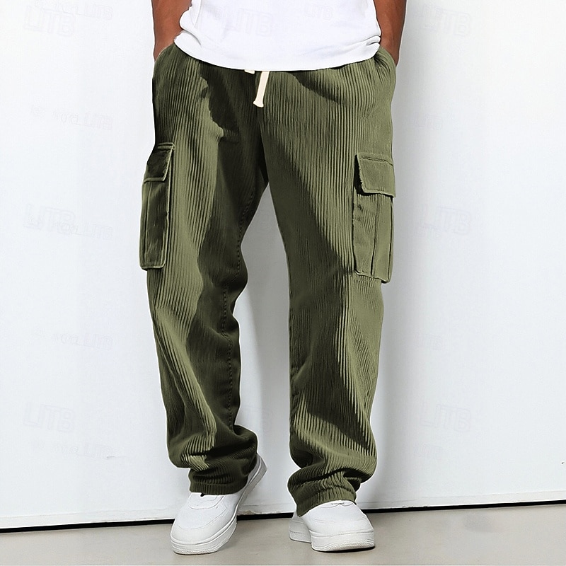 Voor heren Cargo-joggingbroek Joggingbroeken Broek Corduroybroek Trekkoord Zak Elastische taille Effen Comfort Buitensporten Dagelijks Modieus Casual Zwart Leger Groen Micro-elastisch 2026 - $21.99 –P4