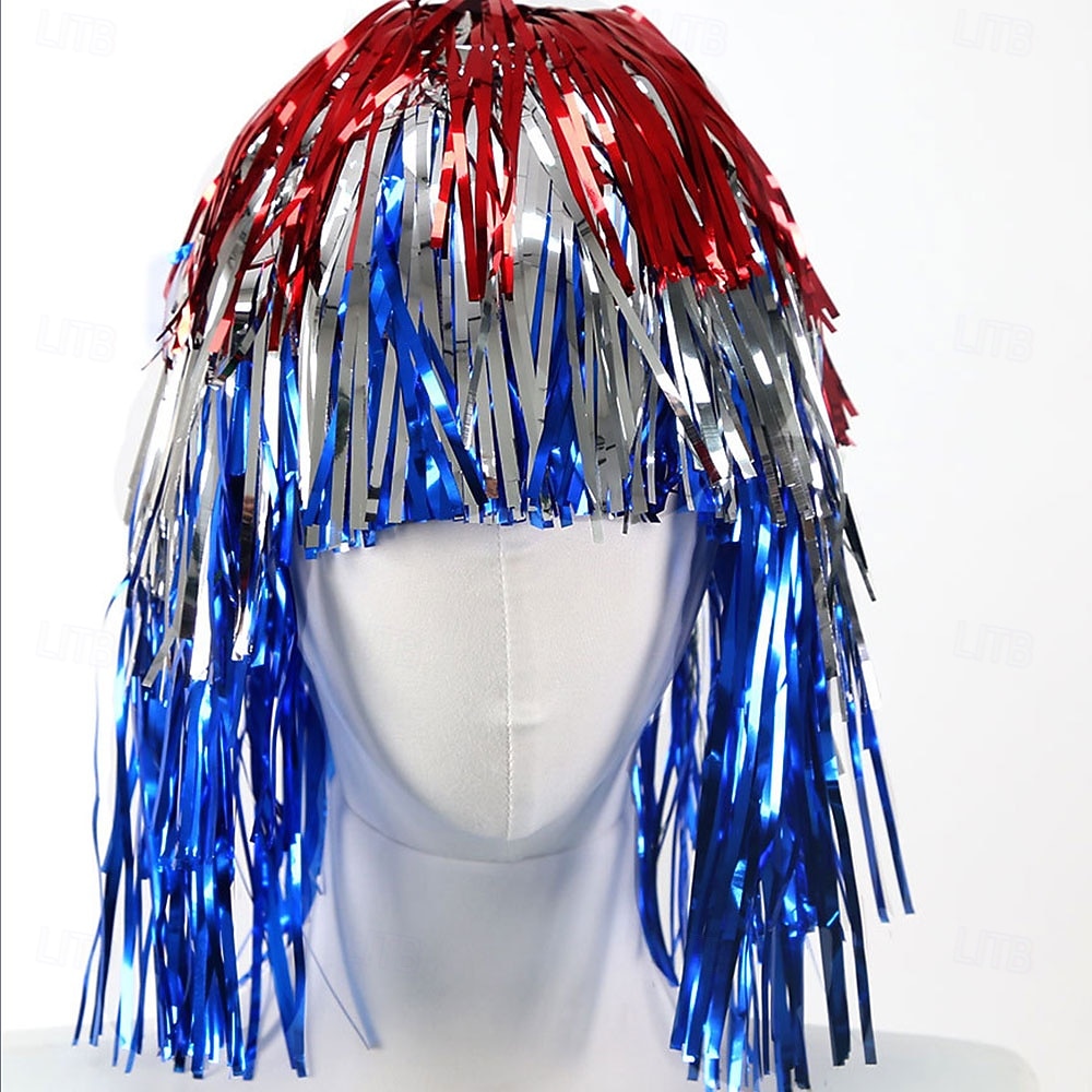 Peluca de carnaval 2026 Rubio Rosa Rojo Rizado Media Peluca sintética para festival Carnaval Desfile Cabello para disfraz de cosplay para Mujer 2026 - $5.52 –P4
