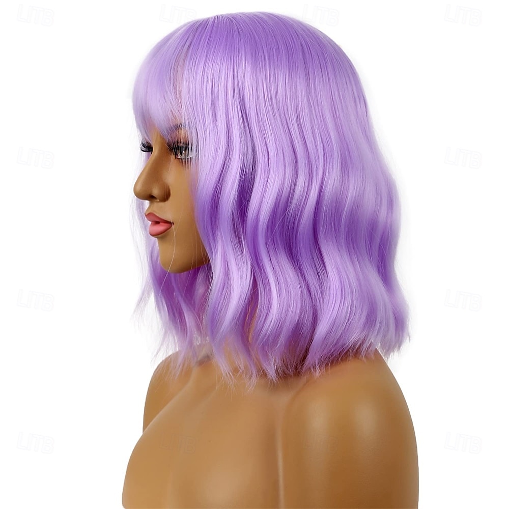 Carnival Wig 2026 Pink Blue Purple Curly Bob Short Synthetic Festival Wig Mardi Gras Parade Cosplay Costume Hair for Women 2026 - $21.99 –P5