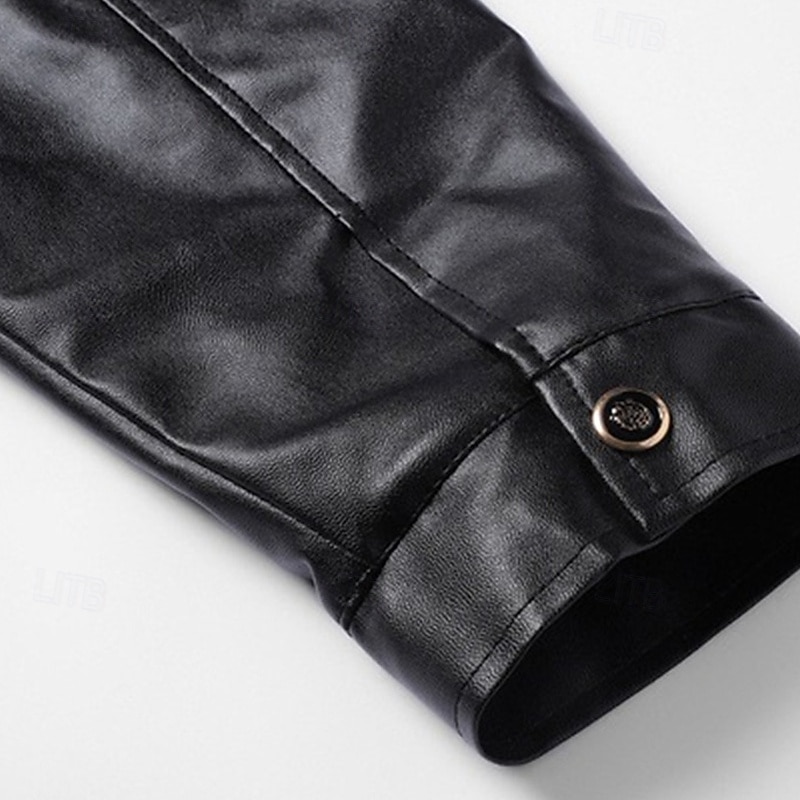 Men's Faux Leather Jacket Winter Jacket Fleece Jacket Casual Jacket Outdoor Casual Thermal Warm Pocket Fall Winter Plaid Streetwear Casual Hooded Regular Black Brown Jacket 2026 - $37.99 –P9