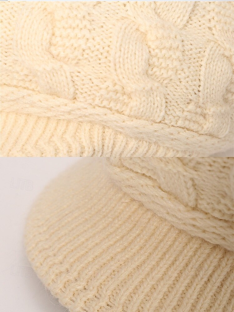 Damska czapka z dzianiny akrylowej z podszewką z polaru, w wielu kolorach, wygodna i stylowa na święta Bożego Narodzenia i zimowe aktywności 2026 - $11.99 –P10