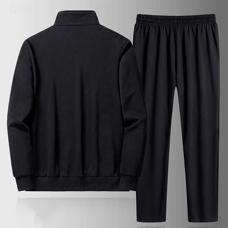 Ανδρικά Μπουφάν με φερμουάρ Φόρμα 2 τεμαχίων Αθλητικά παντελόνια φόρμας με τσέπη Μονόχρωμο Ρούχα σύνολα Άνοιξη Φθινόπωρο Μαύρο Μπλε Γυμναστήριο Πεζοπορία Προπόνηση Ελαφρύ Αναπνέει Μακρυμάνικο 2026 - $49.99 –P5