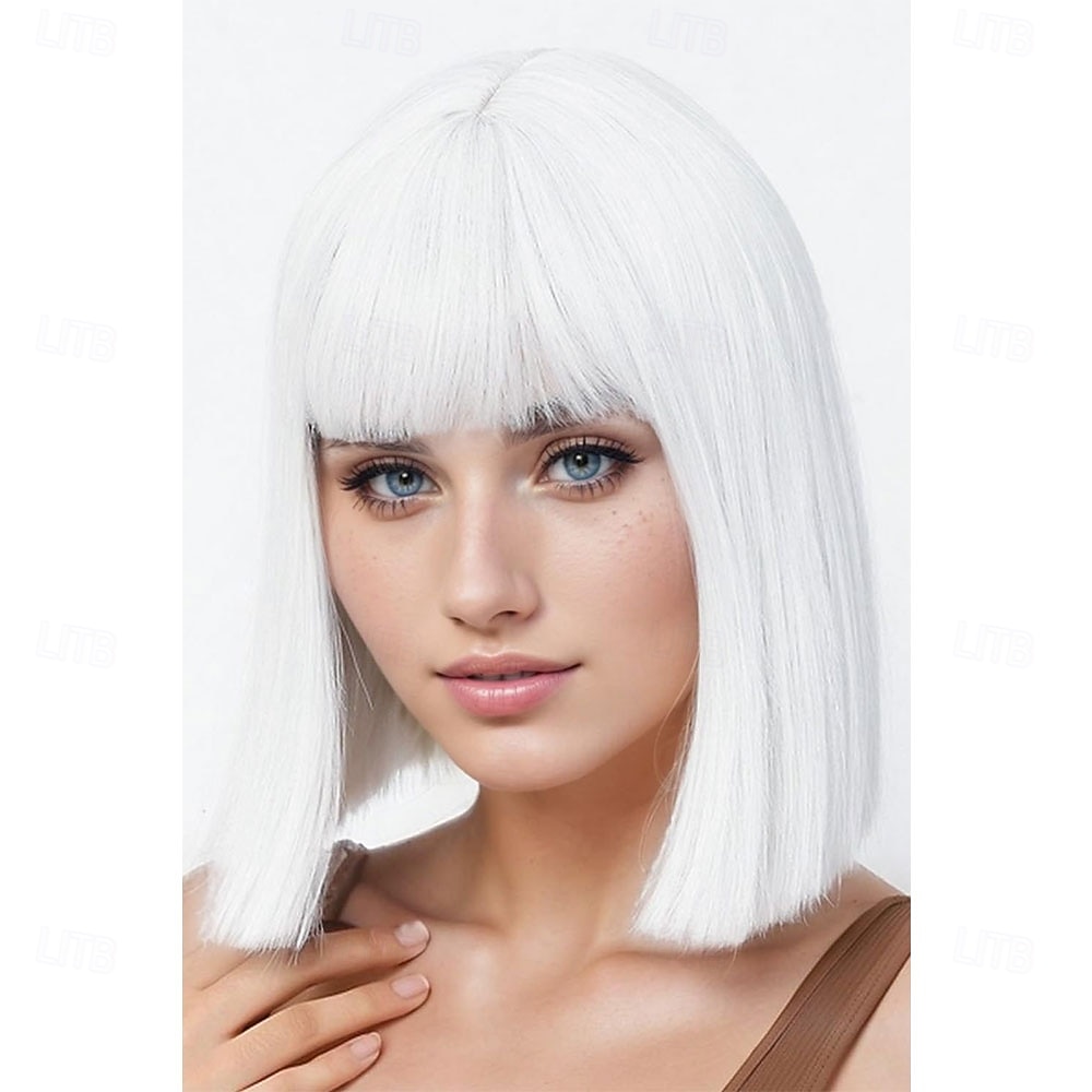 Parrucca di Carnevale 2026 Biondo Nero Blu Liscio Ciocca Corto Parrucca sintetica da festival Martedì grasso Parata Capelli per costumi da cosplay per Da donna del 2026 a $21.99 –P2