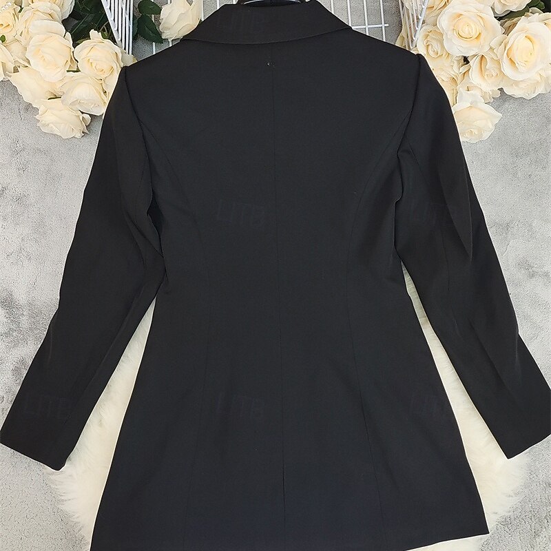 Pentru femei Blazer Sacou Comfortabil Nasturi Modă Casual Culoare solidă Stradă Purtare Zilnică Ieșire Sfârșit de săptămână Regulat Răsfrânt Fit regulat Manșon Lung Îmbrăcăminte exterioară Negru 2026 - $52.99 –P7