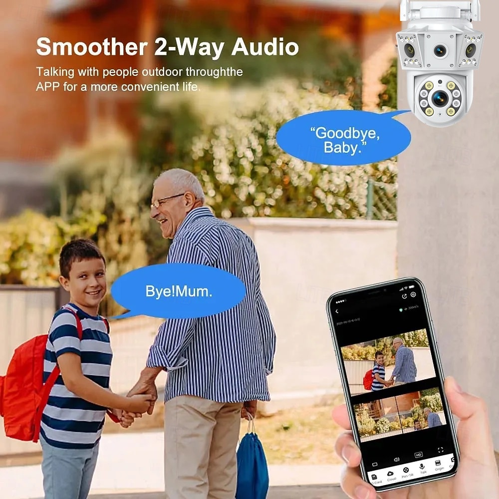 IP-камера с двумя объективами, полноцветная, ночное видение, обнаружение движения, двусторонняя голосовая беспроводная камера, наружная, внутренняя, домашняя охранная интеллектуальная Wi-Fi PTZ-камера 2025 - $41.99 –P10