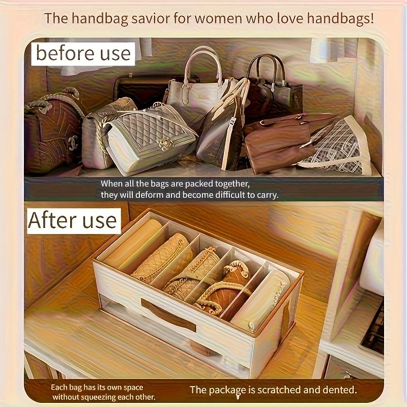 1/2/3 oppbevaringsbokser for vesker plassbesparende veskeskap (avslappet stil) organisering og oppbevaring av garderobe organisering og oppbevaring av garderobe oppbevaring og sortering av garderobe 2026 - $23.99 –P5