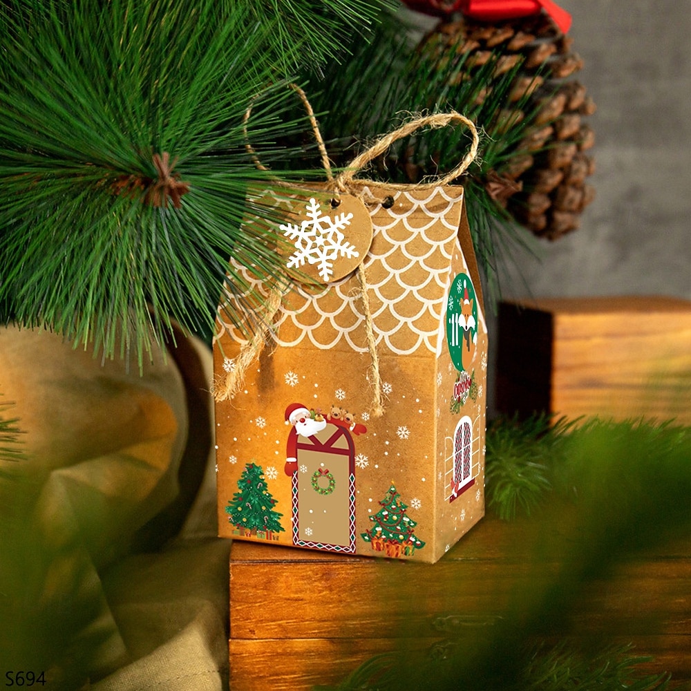 Christmas Gingerbread House Candy Boxes, 24pcs (3 Designs 8 Each, with Stickers), Kraft Paper Gift Boxes, Advent Calendar Packaging 2025 - $12.99 –P4