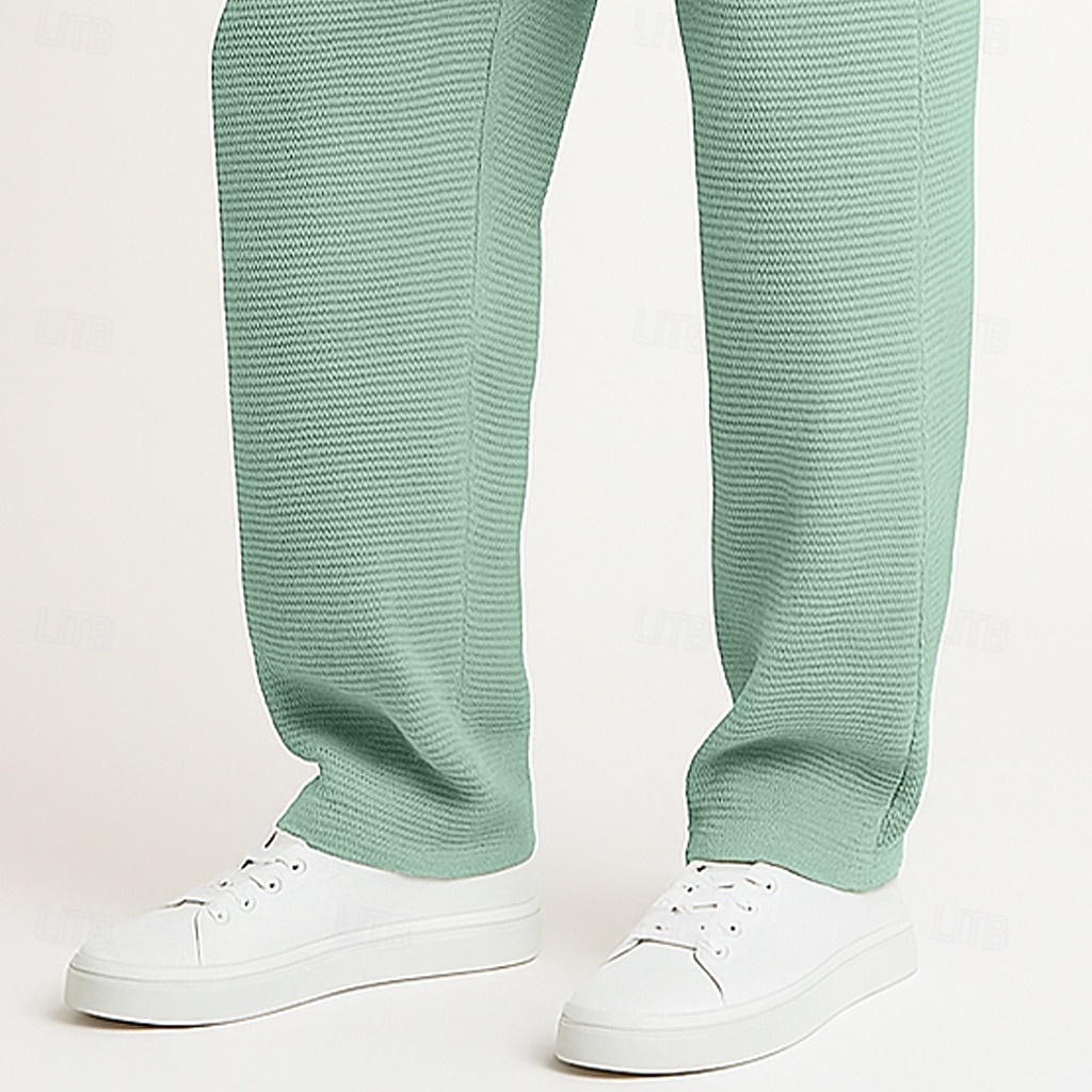 Herren Jogginghose Hose Gerade geschnittene Sweatpants Waffelhose Kordelzug Tasche Elastischer Bund Einfach Komfort Volle Länge Sport im Freien Täglich Urlaub Mode Blau Schwarz Dehnbar 2026 - $21.99 –P3