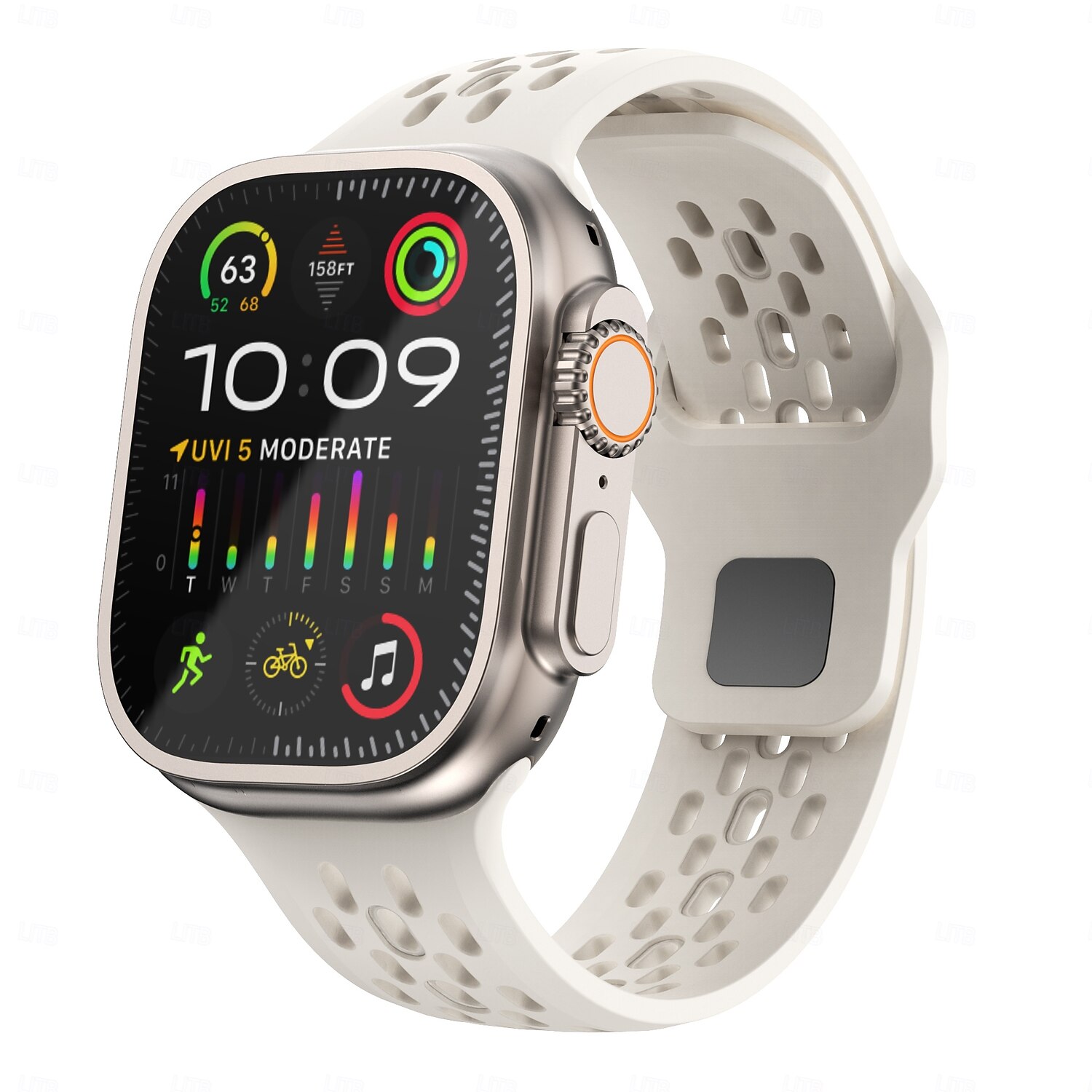 Sportarmband Solo-Loop Kompatibel mit Apple Watch Armband 38mm 40mm 41mm 42mm 44mm 45mm 49mm Sternenlicht Luxus Verstellbar Silikon Ersatzarmband für iwatch Ultra 3 2 Series 11 10 9 8 7 SE 6 5 4 3 2 1 2026 - $23.99 –P1
