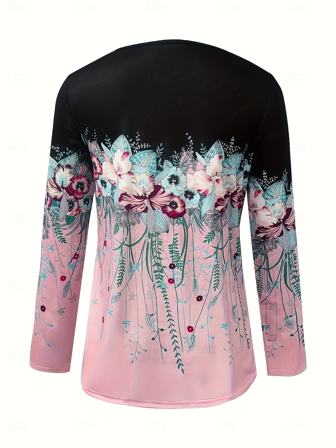 Dames T-shirt Afdrukken Ombre Bloemig Grafisch Vintage Stijlvol Klassiek Lange mouw V-hals Gekerfde nek Normale tops Dagelijks Weekend Blozend Roze Paars Lente Herfst Winter 2026 - $24.99 –P6
