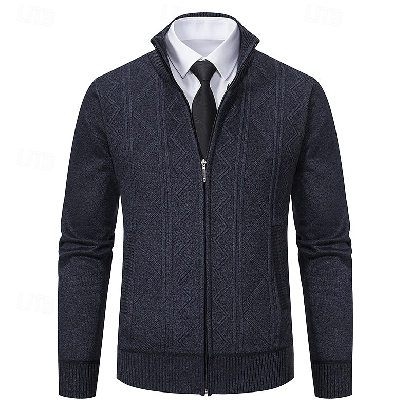 Herre Genser Cardigan Genser Glidelås genser Riflet Strikke Vanlige topper Ta igjen glidelåsen Strikket عادي Høy krage Mote Sjale Virksomhet Avslappet Klær Høst Vinter Burgunder Navyblå M L XL 2026 - $30.99 –P2