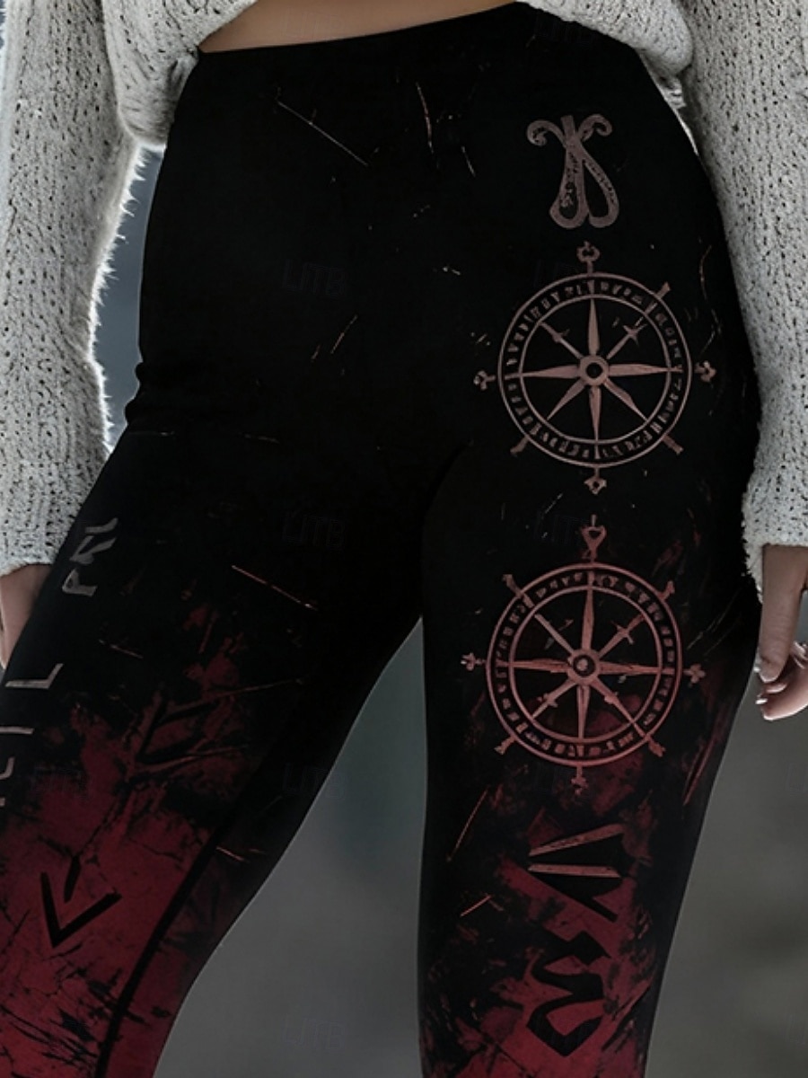 Pentru femei Jambiere Colanți confortabili Vacanță Epocă Stilul etnic Lungime totală Talie Înaltă Grafic Imprimare Comfortabil Strech Casual Zilnic În aer liber Roșu Vin Primăvară Toamnă Iarnă Slim 2026 - $22.99 –P3