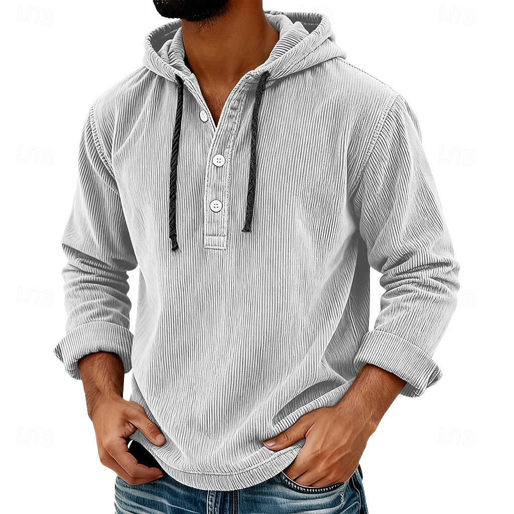 Per uomo Camicia Camicia casual Camicia di Velluto a Coste Blu marino Grigio chiaro Grigio scuro Azzurro Manica Lunga Semplice Con Cappuccio Casuale Quotidiano Con cappuccio Abbigliamento Vintage del 2026 a $25.99 –P2