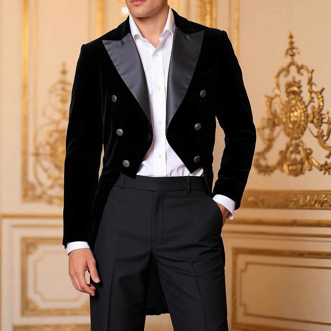 Retro Vintage Punk & Gothic Medieval Tuxedo Tailcoat Long Sleeves Vampire Knight Ritter Fancy Dress Men's Steampunk Halloween Performance LARP Ren Faire Adults' Coat Fall & Winter 2026 - $79.99 –P1