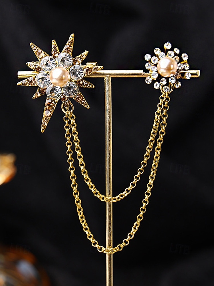 Men's Christmas Brooch Set - Elegant Alloy Material with Multi-Colored Gems and Pearls, Festive Chain Design for Suits, Parties and Holiday Occasions 2026 - $9.99 –P10