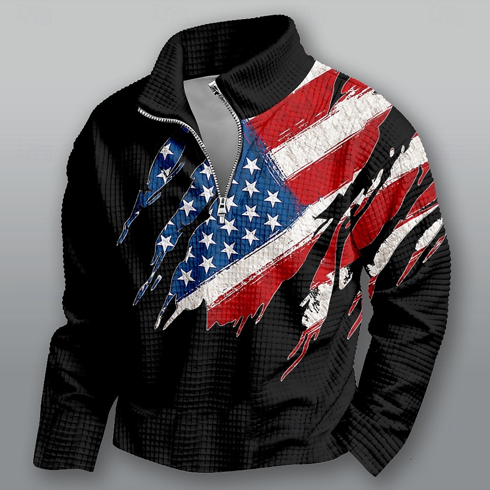 4 luglio 2026 250° Giorno della Memoria Felpa con Cappuccio Designer Bandiera USA da Uomo Casual Outdoor Quotidiano del 2026 a $28.99 –P3