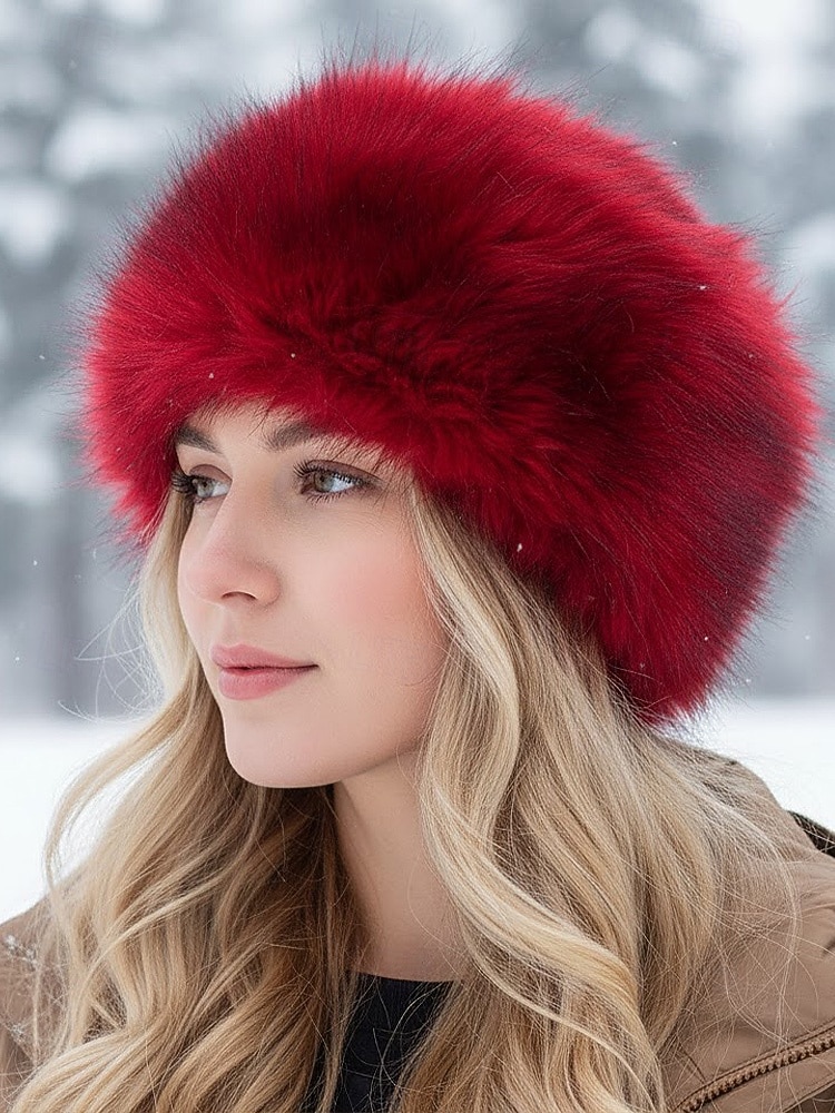Dámská vánoční čepice z umělé kožešiny - měkká a teplá, více barevných variant, perfektní sváteční doplněk na zimu, stylová a útulná pokrývka hlavy na vánoční večírky a venkovní akce 2026 - $14.99 –P6