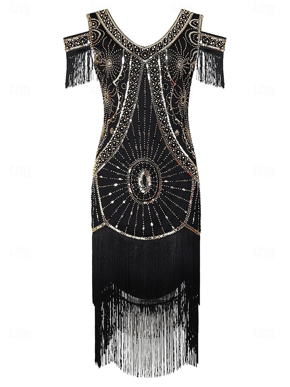 Conjunto Rugido 20s 1920s Hasta la Rodilla Vestidos Vestido Flapper Accesorios con accesorios Hombro frío Mangas cortas El gran Gatsby charlestón Lentejuelas Borlas Pluma Escote en Pico Disfraz Mujer 2026 - $89.99 –P6
