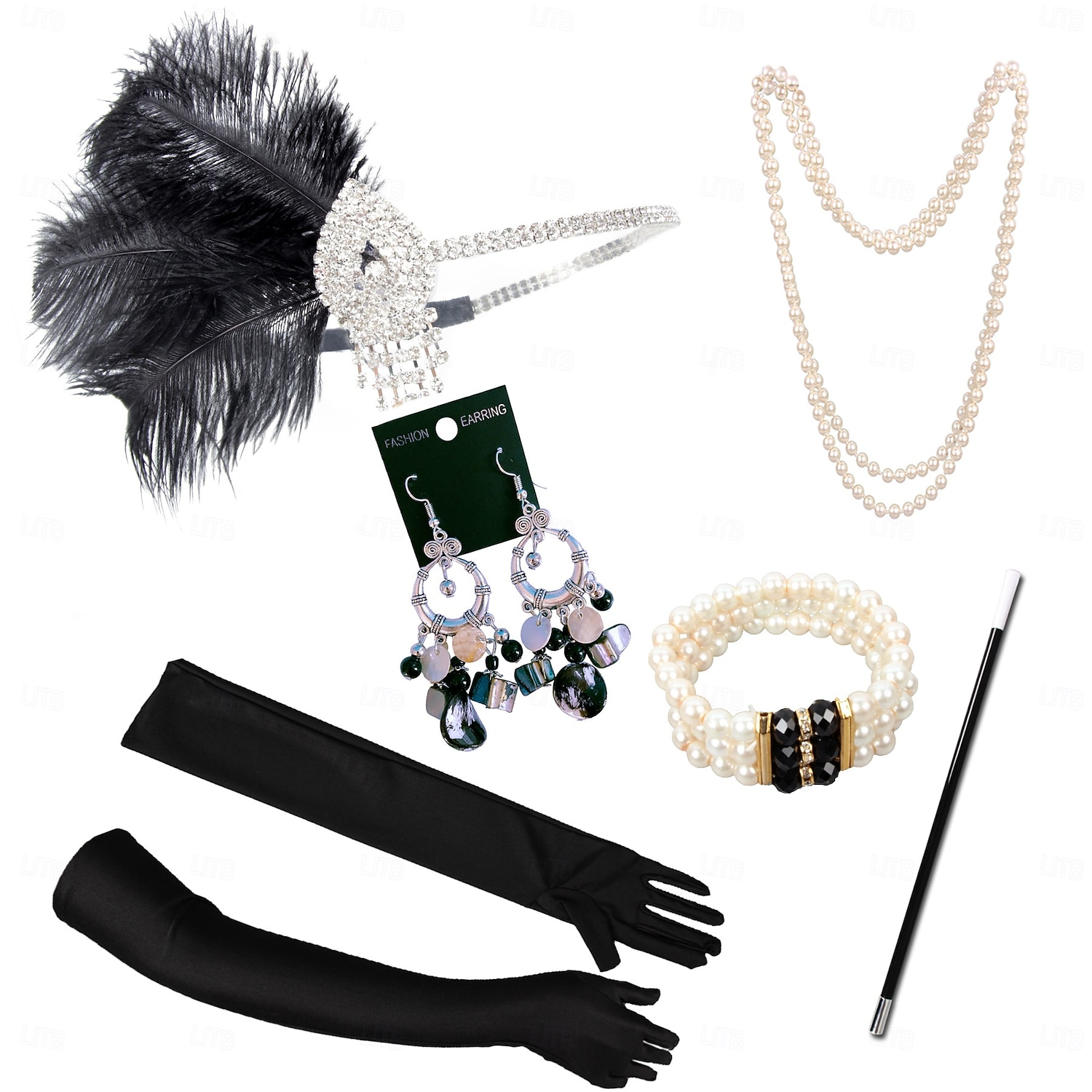 Conjunto Rugido 20s 1920s Retro Antiguo Diadema de estilo flapper Para la Cabeza Conjunto de accesorios El gran Gatsby Chica de la aleta Pluma Disfraz Mujer Navidad Carnaval Mascarada Fiesta temática 2026 - $22.05 –P4