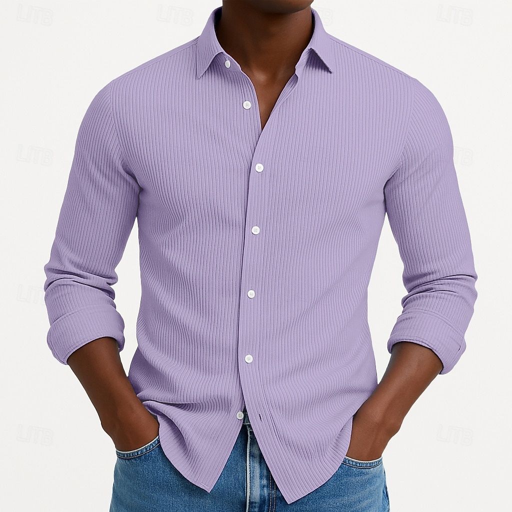 Homme Chemise Chemise en velours côtelé Chemise Boutonnée bleu marine manche longue Uni Col Rabattu Occasionnel Quotidien Boutonné Vêtement Tenue Coton Mode Streetwear Classique Occasionnel de 2026 ? $25.99 –P6