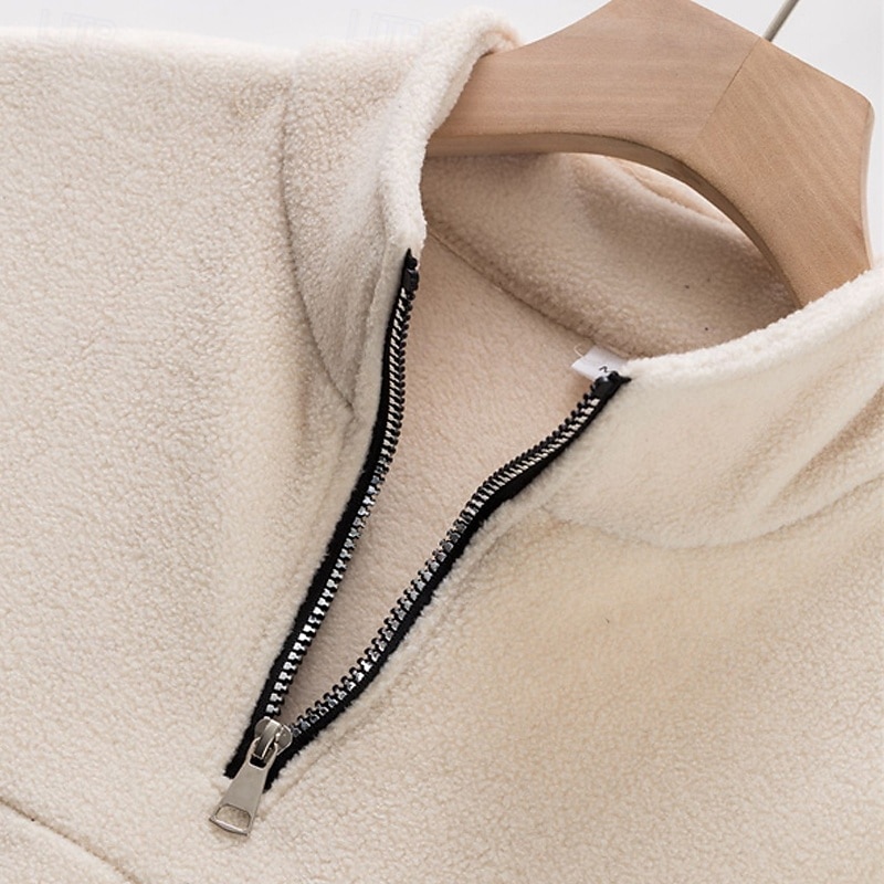 Men's Sweatshirt Fleece Sweatshirt Pullover Quarter Zip Sweatshirt Black Army Green Navy Blue Khaki Dark Gray Half Zip Plain Casual Daily Sports & Outdoor Polyester Streetwear Basic Casual Fall 2026 - $32.99 –P4