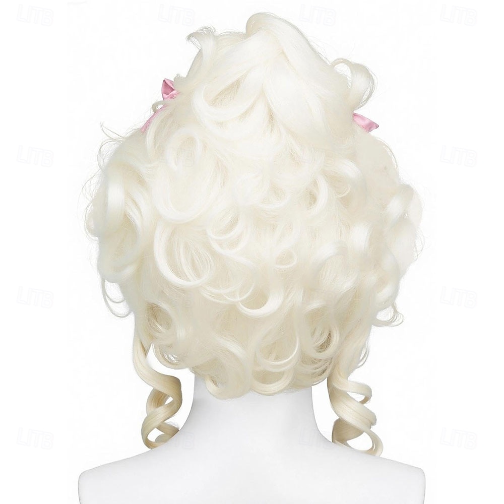 Parrucca Platino Biondo Corto Riccia a Torre Vittoriana Parrucca Cosplay per Festa di Carnevale del 2026 a $21.99 –P6