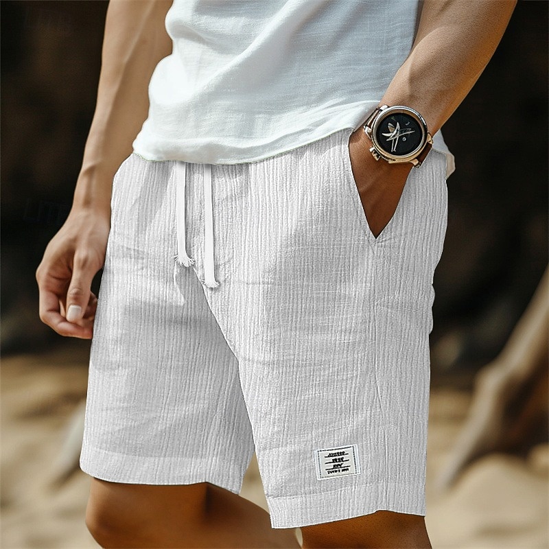 Voor heren Korte broek Linnen korte broek Zomer korte broeken Strandshorts Seersucker-short Trekkoord Elastische taille Effen Comfort Ademend Knielengte Casual Dagelijks Buiten Vakantie Modieus Wit 2026 - $20.99 –P9
