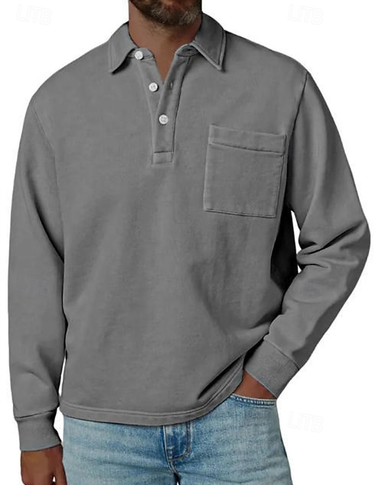 Per uomo Maglia da golf Polo da Golf Casuale Lavoro Bavero Manica Lunga Essenziale Moderno Semplice Bottoni Tasca Frontale Primavera Autunno Vestibilità regolare Blu Nero Blu marino Viola Marrone del 2026 a $31.99 –P5