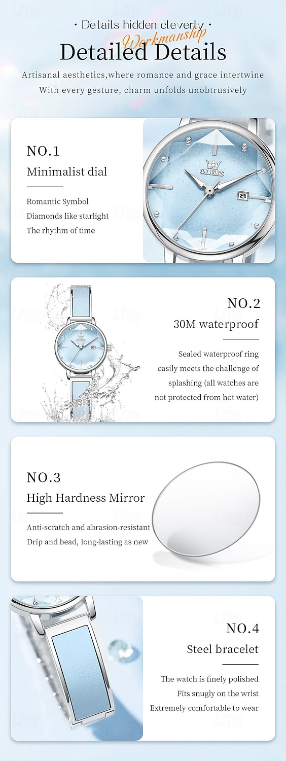 OLEVS Mode Moederdag Cadeau voor Vrouwen Horloges Luxe Merk Originieel Quartz Horloge voor Dames Waterdicht Rvs Luminous Horloges 5656 2026 - $31.99 –P10
