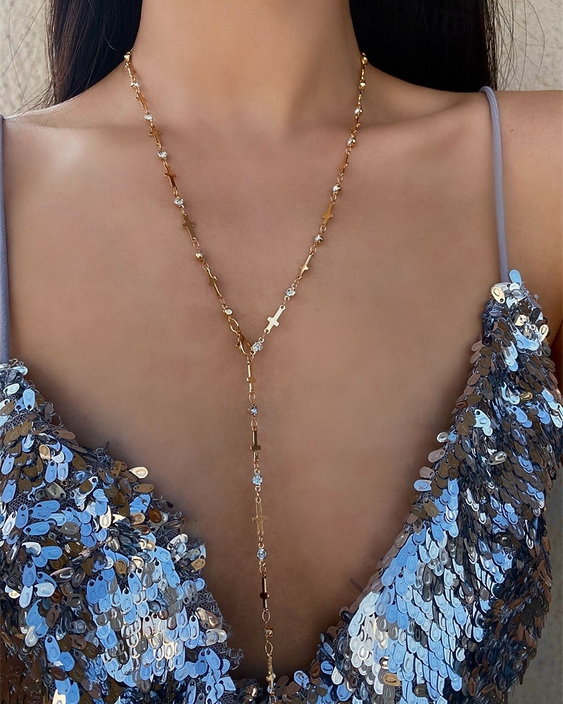 1 Stück Halskette Y Halskette For Damen Kristall Straße Geschenk Täglich Legierung Klassisch Kreuz 2026 - $14.49 –P1