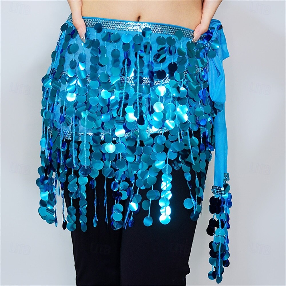 Samba Dancewear Eșarfă talie pentru dansul din buric - Fustă scurtă cu franjuri și paiete costum sexy de club de noapte pentru dansuri indiene - Costum de performanță 2026 - $30.99 –P8