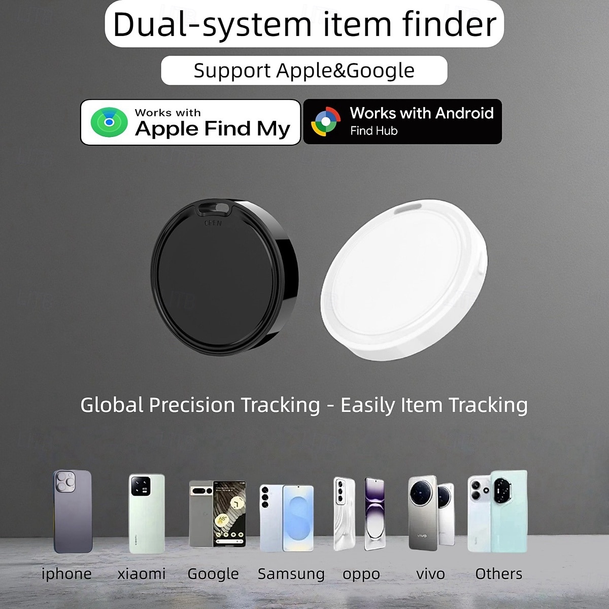 2025 Upgraded Dual-system item finder Ultra-Light & Mini Bluetooth Tracker IP67 Waterproof Keys/Luggage/Suitcases Finder Compatible with Find My App (iOS) with Google Find My Device Replaceable Ba 2025 - $16.99 –P1
