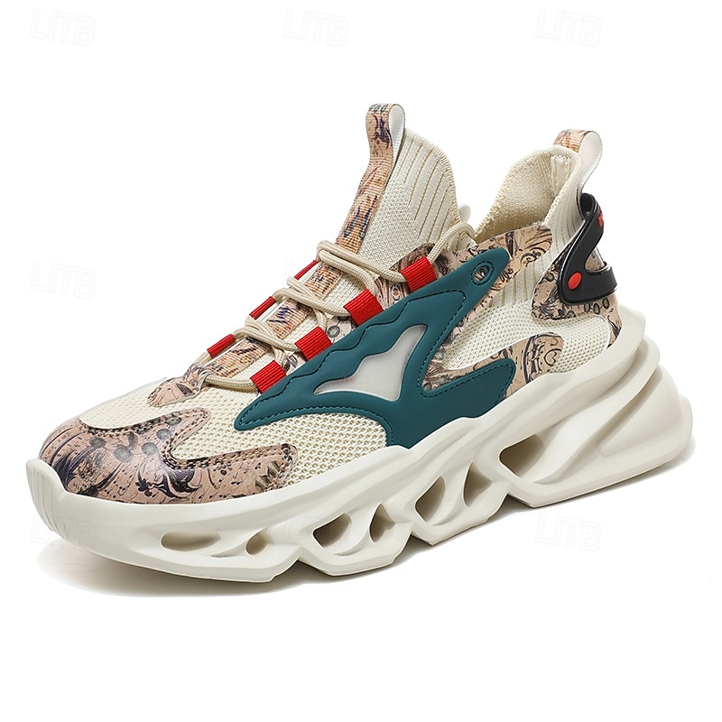 scarpe da corsa rosse da uomo a tema natalizio: leggere, traspiranti e alla moda, perfette per il fitness durante le vacanze e le attività all'aperto del 2026 a $46.99 –P1